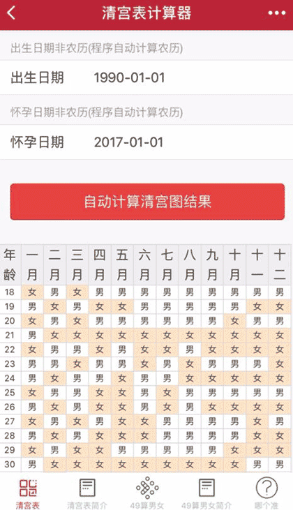 清宫表截图1